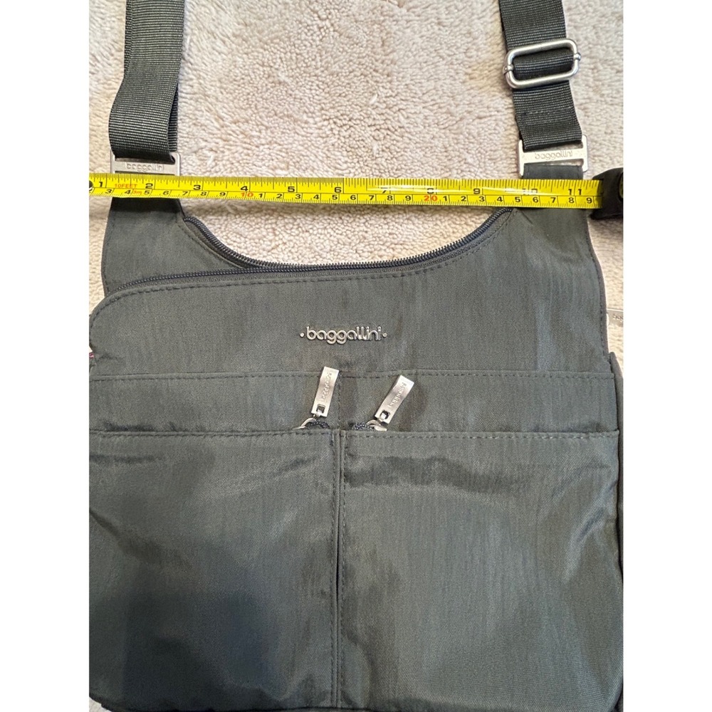 Baggallini Crossbody Bag Charcoal Gray Nylon Multi-Pocket Travel Purse - Picture 10 of 11